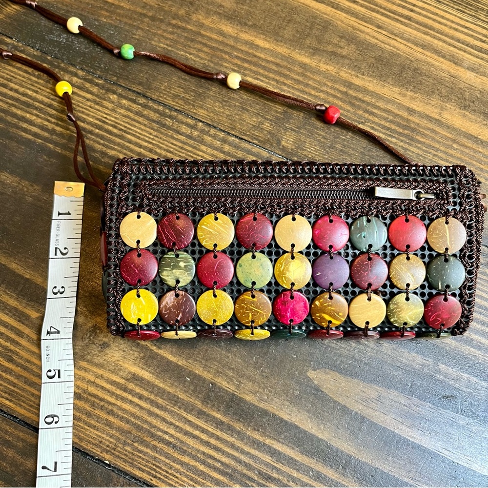 Handcrafted Coconut Shell Multicolor Sling Bag Be… - image 6